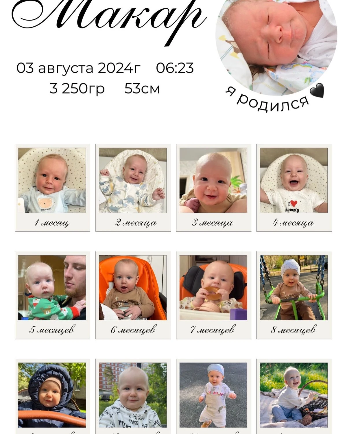 Фотопостер "Первый год жизни" фото 3 — Wonderball Алматы